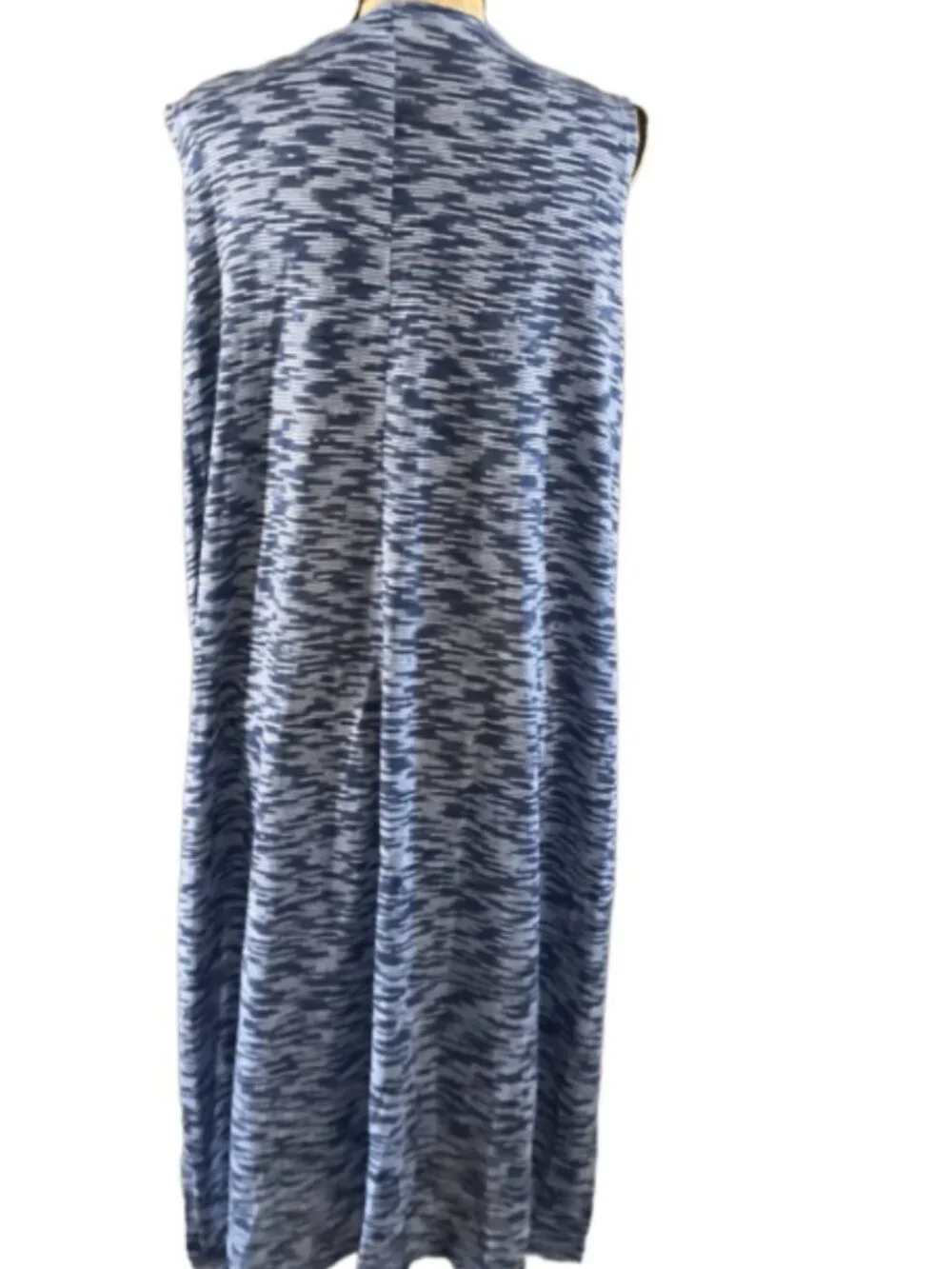 Lularoe Joy Longline Sleeveless Vest Womens L Blue Spacedye Duster Cardigan New